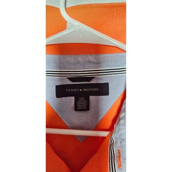 Tommy Hilfiger Polo Shirt Men’s Large Orange Short Sleeve Casual New Without Tag - Picture 2 of 3